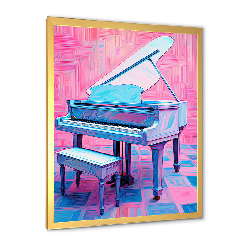 Piano, réverbération rétro I, Cadre doré simple, H 40 po x l 30 po x P 1,5 po