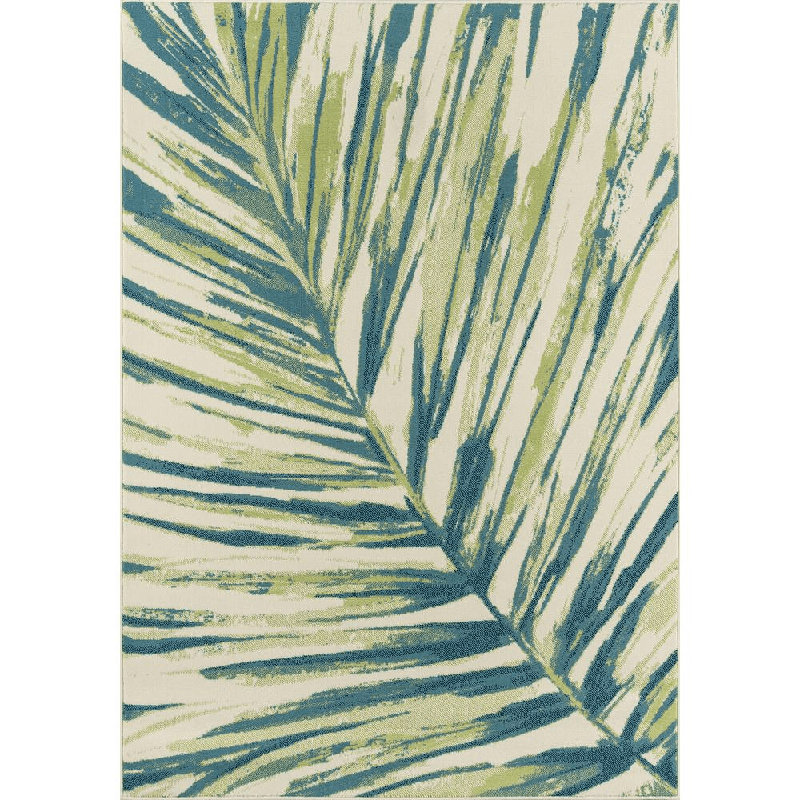 Tapis pour l'intérieur et l'extérieur vert / bleu Elmore, Rectangle 7 pi 10 po x 10 pi 10 po