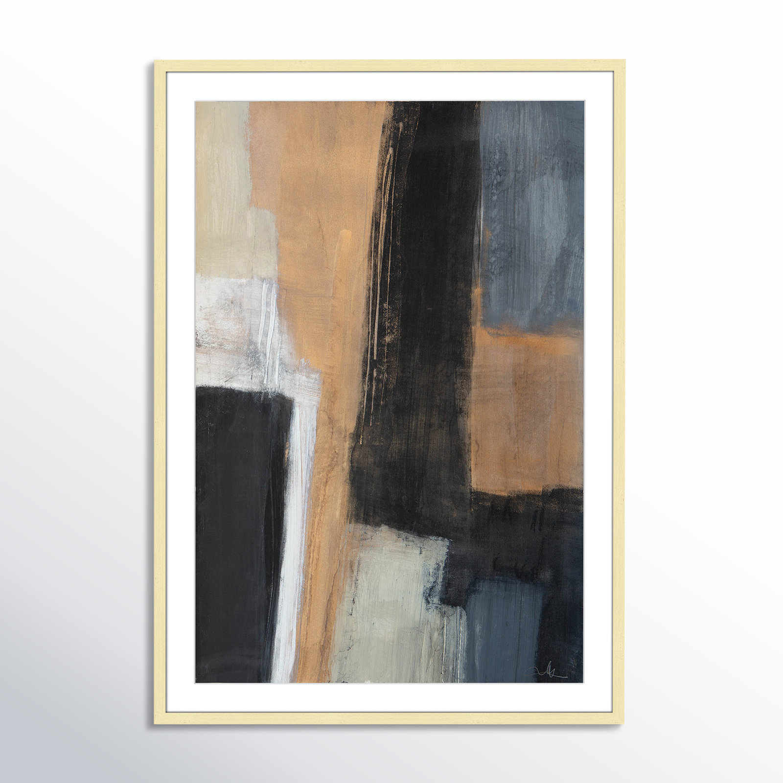 Metallic Slate I Print, 41.5" H x 29.5" W x 1.25" D, Gold Matted Picture Framed