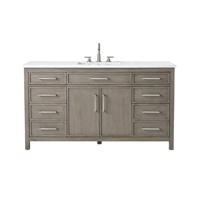 Reajean 60" Single Vanity, Heritage Gray/Brushed Nickel