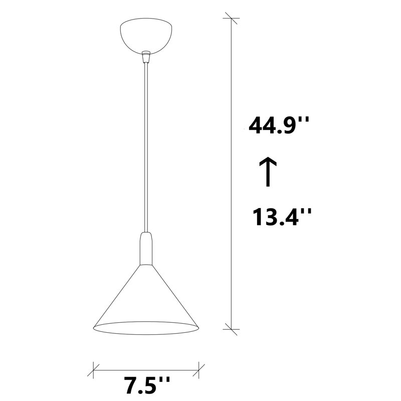 Luminaire suspendu conique à 1 lumière Excalibur