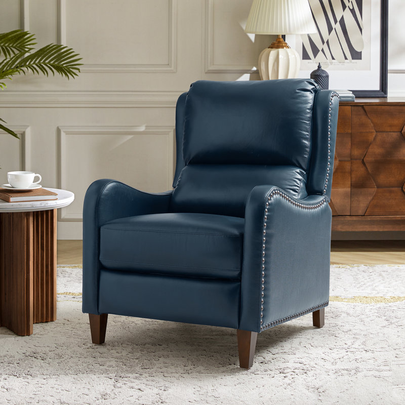 Fauteuil inclinable en cuir véritable de 28,75 po de large Neliyah, Turquoise