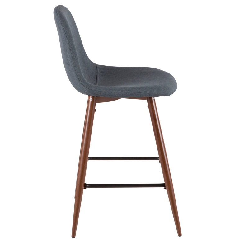Tabouret de comptoir Pebble Mid-Century moderne en noyer et bleu par Lumisource - ensemble de 2