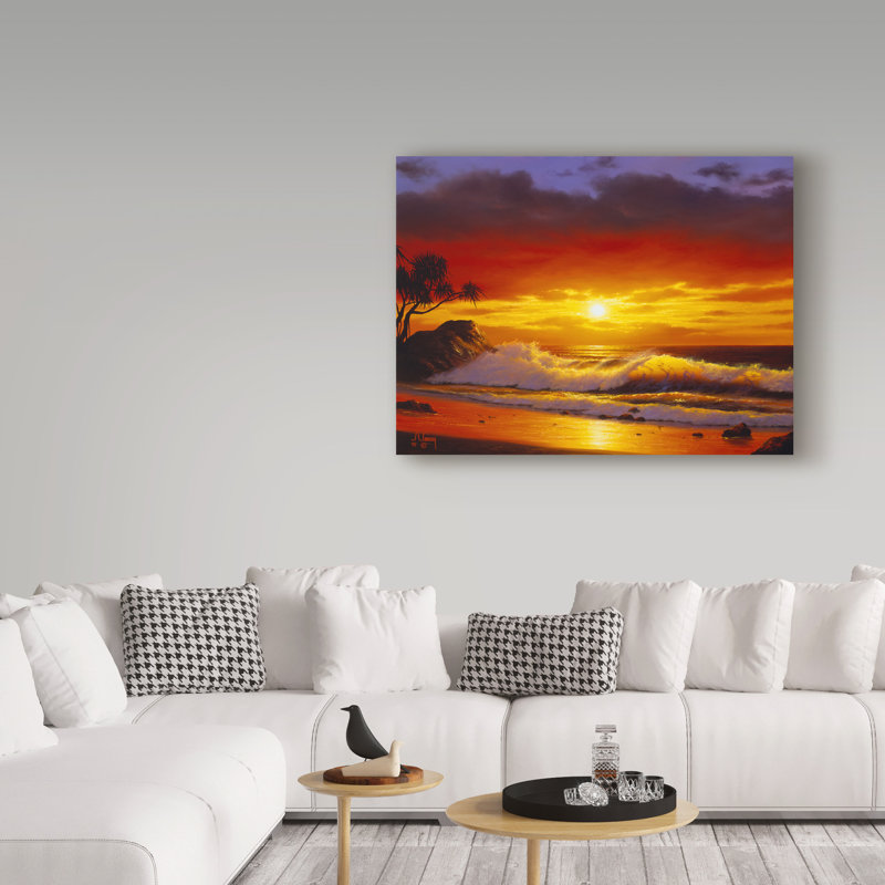 Fikes «Sunset Landscape», reproduction de peinture à l'huile sur toile tendue, H 14 po x l 19 po