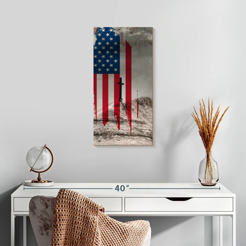 Christianisme et drapeau américain, H 24 po x l 12 po