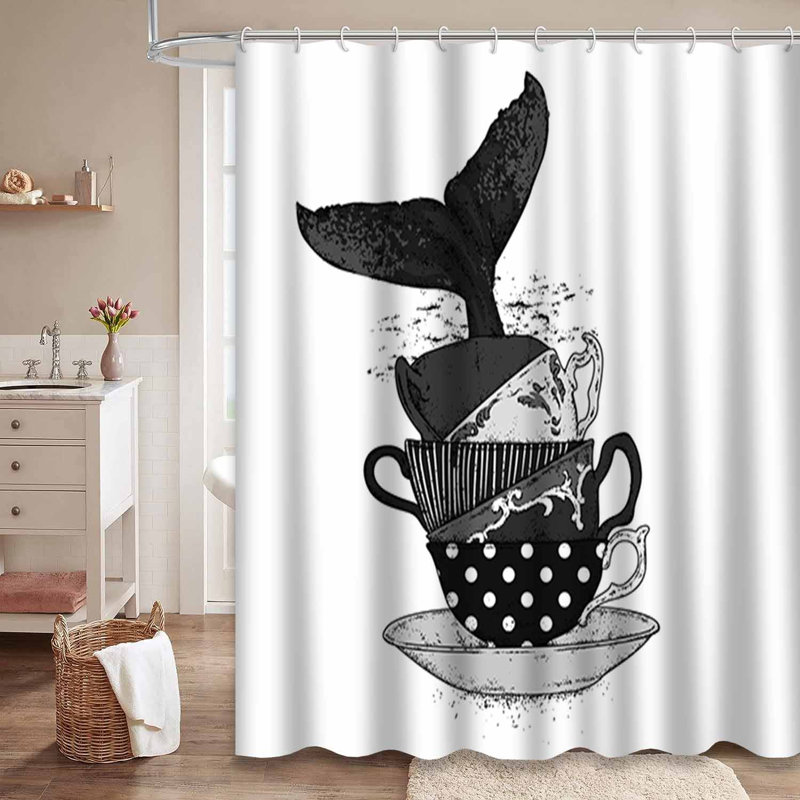 Rideau de douche imperméable Ocean Whale, L 72 po x l 72 po