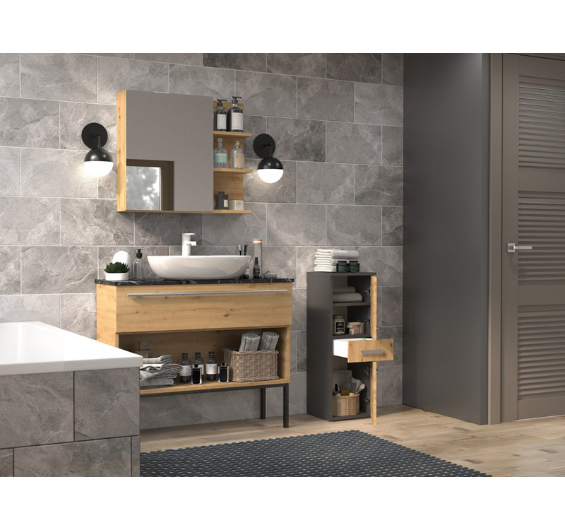 Dashaan Laminate Bathroom Cabinet, Black/Brown