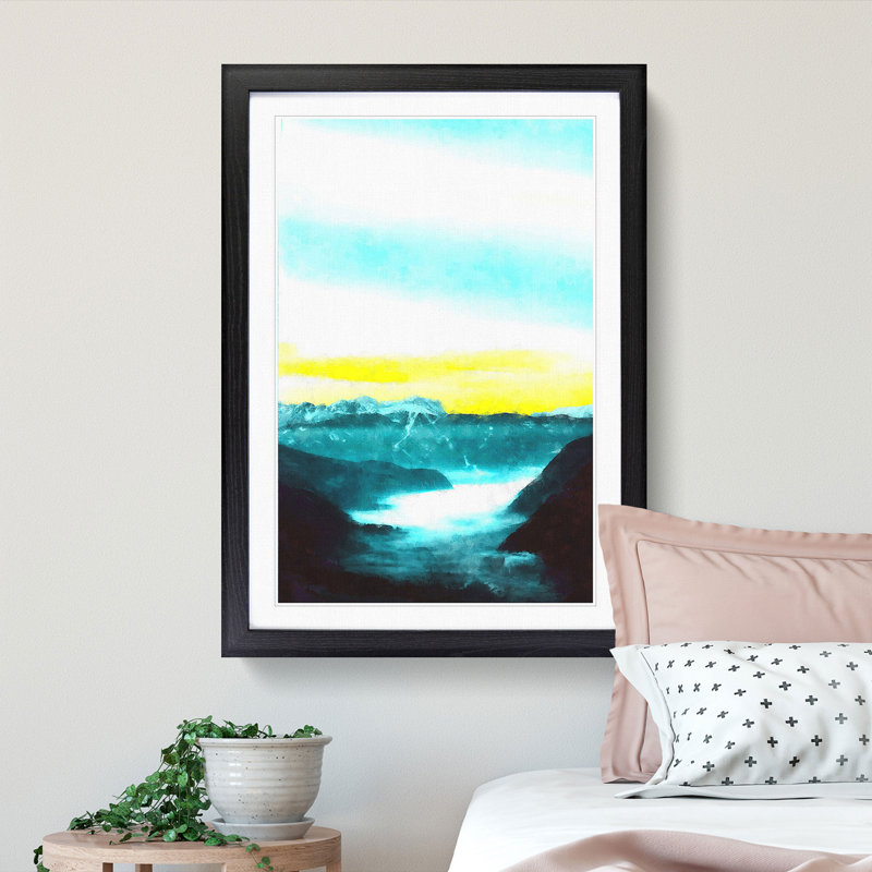 Fog Beneath The Mountain - Single Picture Frame Painting on MDF, 45cm H x 33cm W x 2cm D, Black Framed