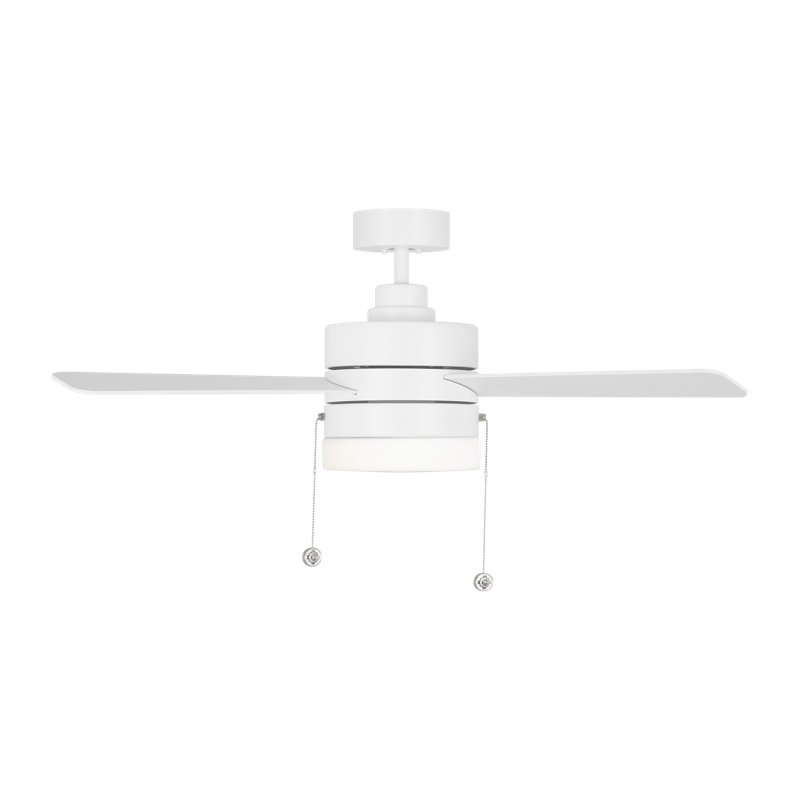 Ventilateur d'intérieur Syrus de 44 pouces en acier brossé avec pales réversibles argent / noyer américain avec ensemble d'éclairage et chaîne de traction à 3 vitesses