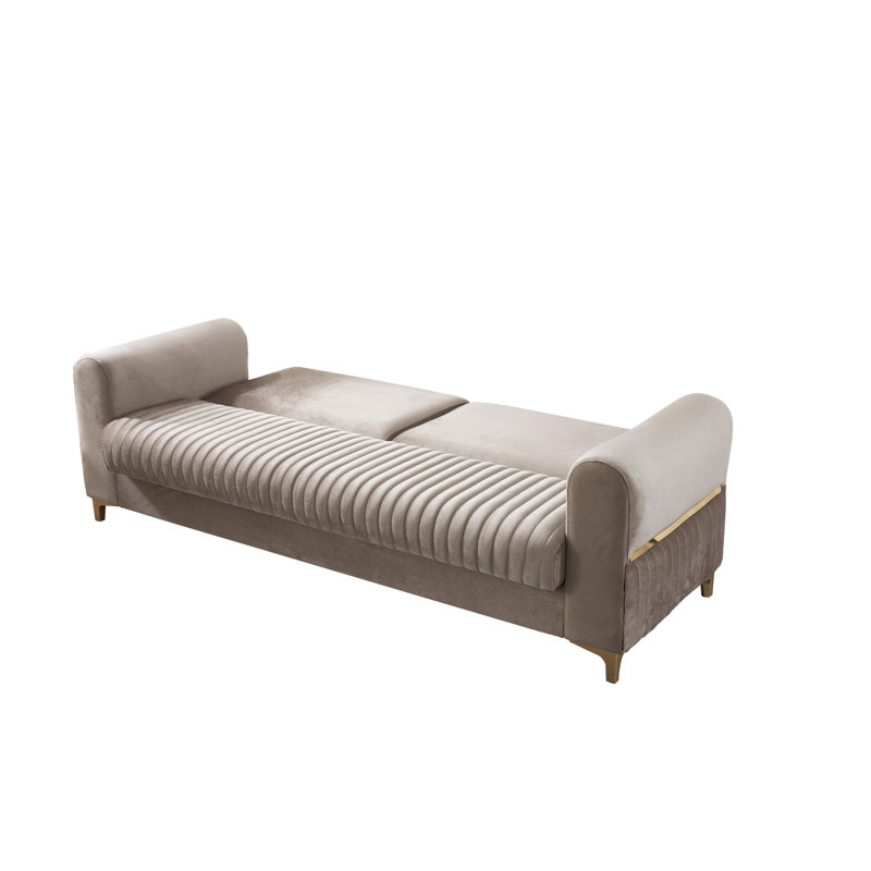 Canapé-lit convertible en velours taupe
