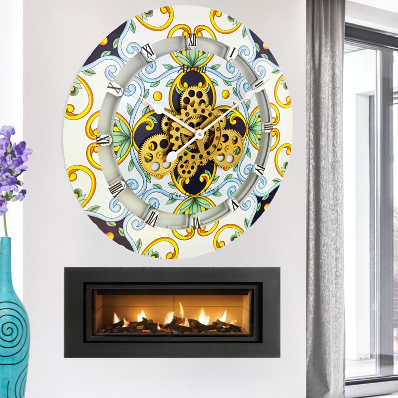 Atrani 24-Inch Round Wall Clock with Moving Gears