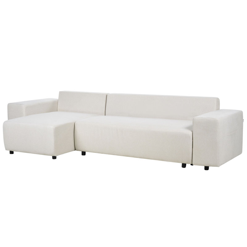 Avrian 3 Seater Chenille Sofa Bed with Storage, Right Hand Facing, White