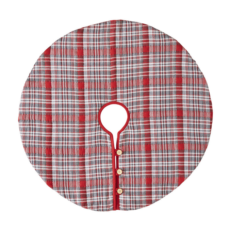 Classic Red and White Plaid Cotton Tree Skirt 36"