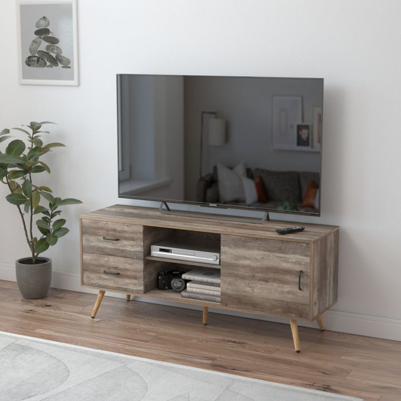 23.4" 2-Tier TV Cabinet / Media Console for TVs up to 70", Storage Shelves for Living Room or Bedroom