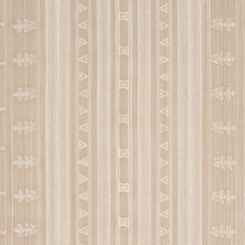 Schumacher x Patterson Flynn Nima Embroidered Cotton Linen Fabric, Tan