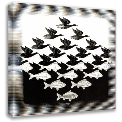 «Sky and Water I» par M.C.Escher, toile tendue avec châssis