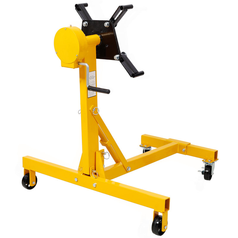 1000Lbs Folding Engine Stand,Geared Rotating Head,360 Degree Adjustable Mounting Head,Yellow Color