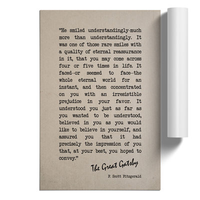 Great Gatsby Quote F. Scott Fitzgerald - Frameless Print