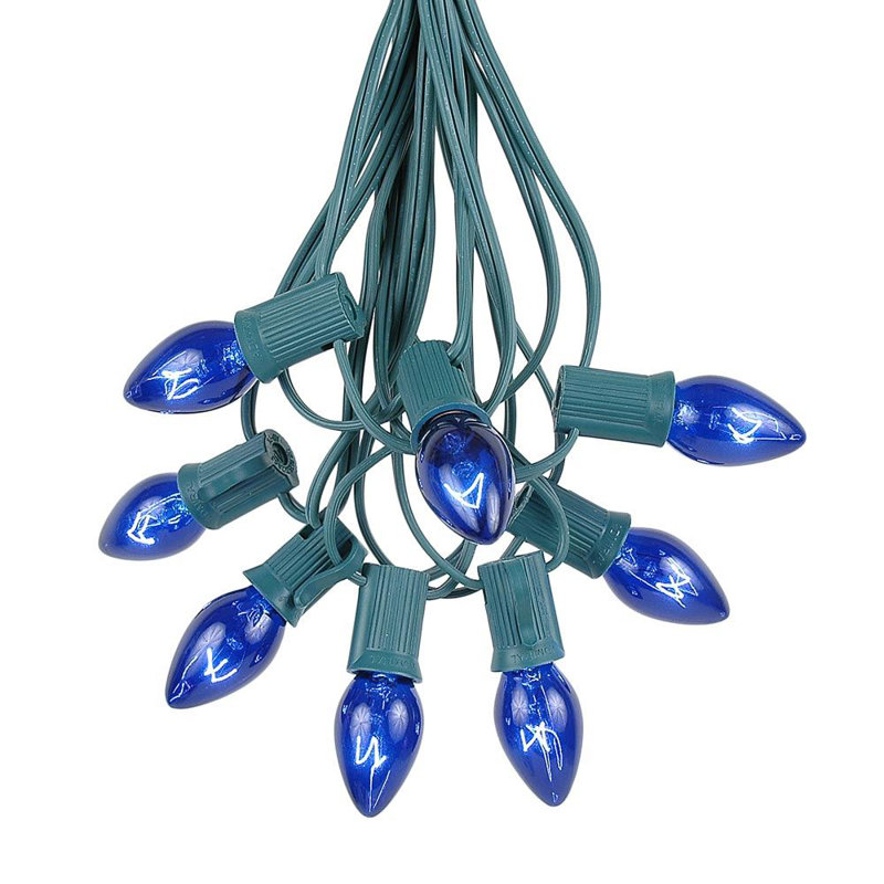 Lampe de noël 25 lumières de chaîne, Bleu, 100, 120"