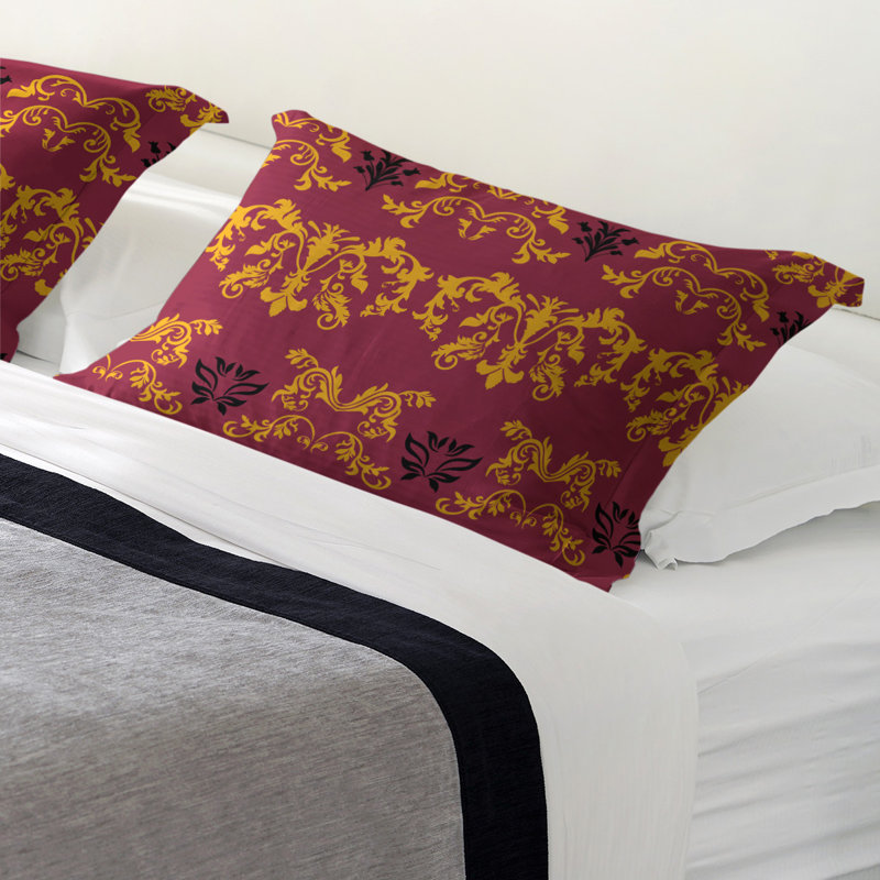 Football Baroque Pattern Pillow Sham, King, Red/Yellow/Black, Microfiber