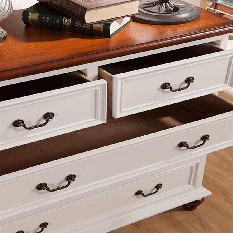 Table de chevet Commode, Brun foncé / blanc