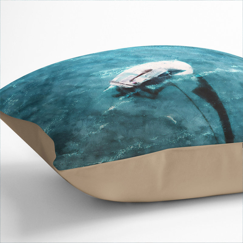 Scow Boat out Sailing Scatter Cushion, 55cm H x 55cm W x 20cm D, Stone