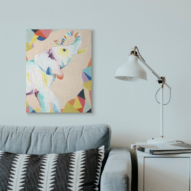 Décoration murale abstract éléphant drawing kids Ploeger, Toile tendue, H 30 po x l 24 po x P 1,5 po