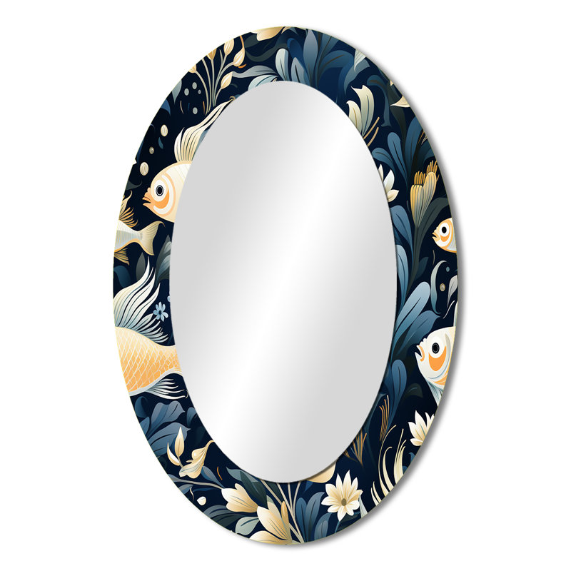 Ryshawn Coastal Underwater Elegance Coastal Pattern - Coastal Wall Mirror, Coastal, 36 po x 24 po, Ovale