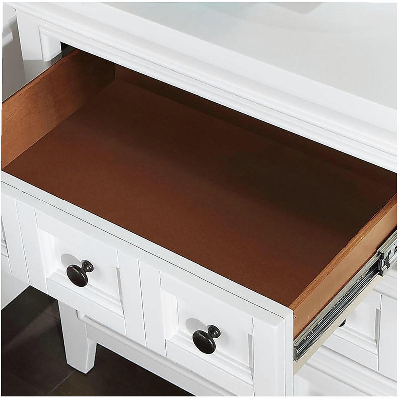 Table de chevet 3 boutons, Blanc