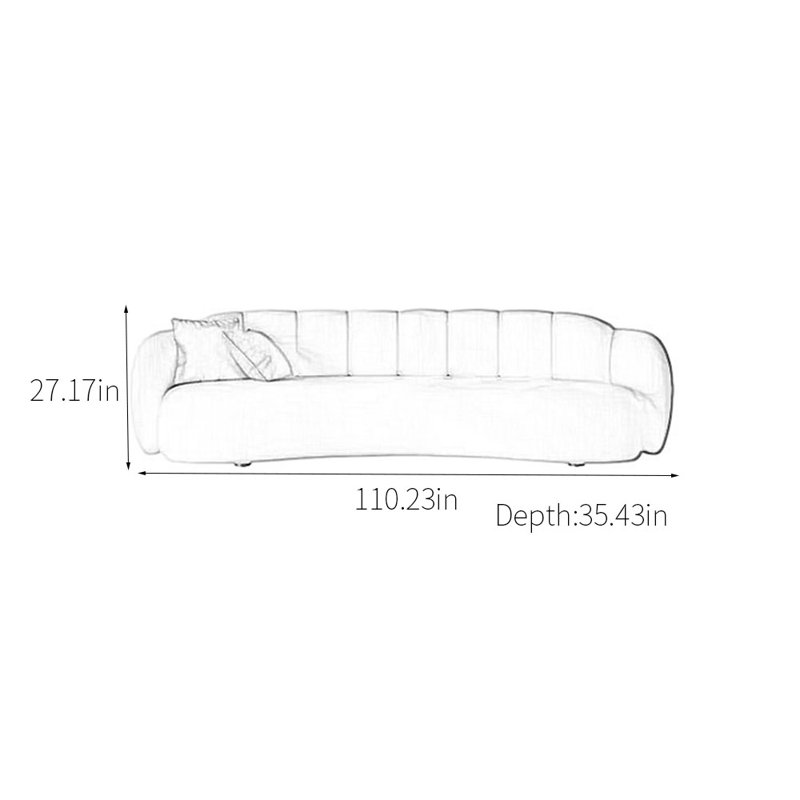 Canapé incurvé rond de style crème, H 27,17 po x l 110,23 po x P 35,43 po, 5