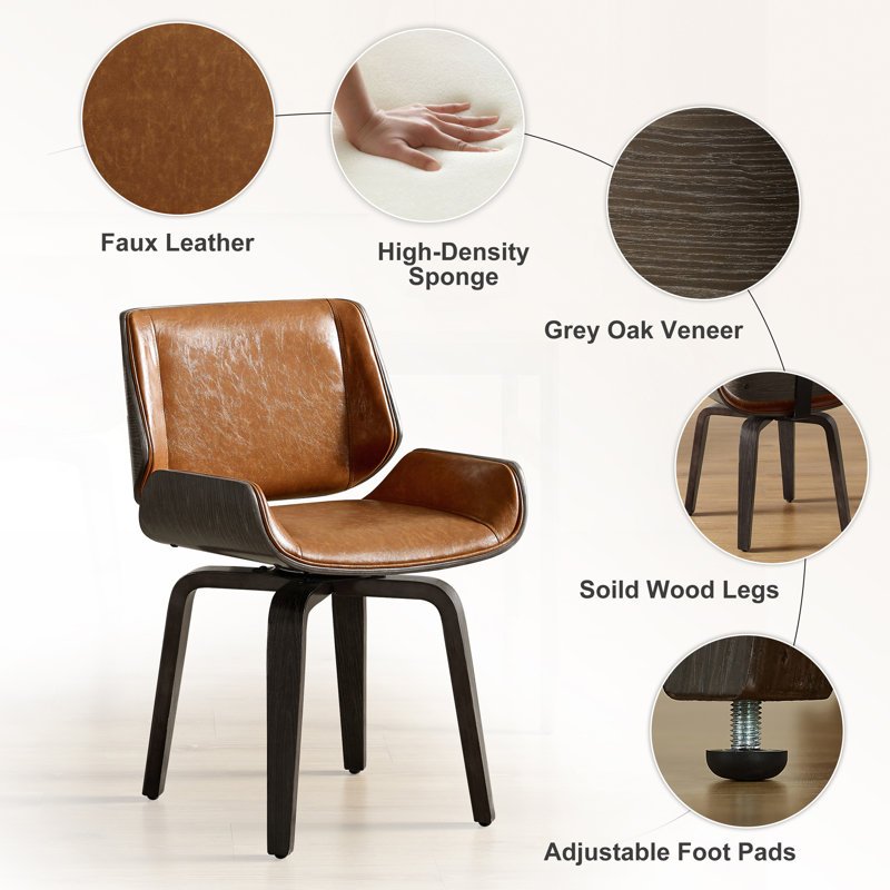 Faux Leather Swivel Side Chair, Black, Brown