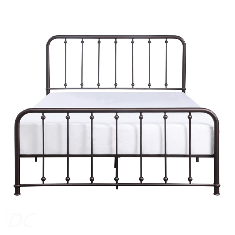 Mobilier de chambre à coucher classique avec très grand lit plateforme en métal au fini bronze foncé 1pc