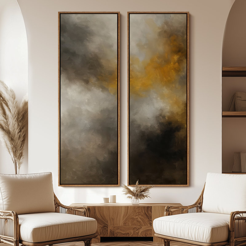 «Vintage Landscape Wall Art», ensemble de 2 toiles encadrées 20 x 60 pouces, Naturel