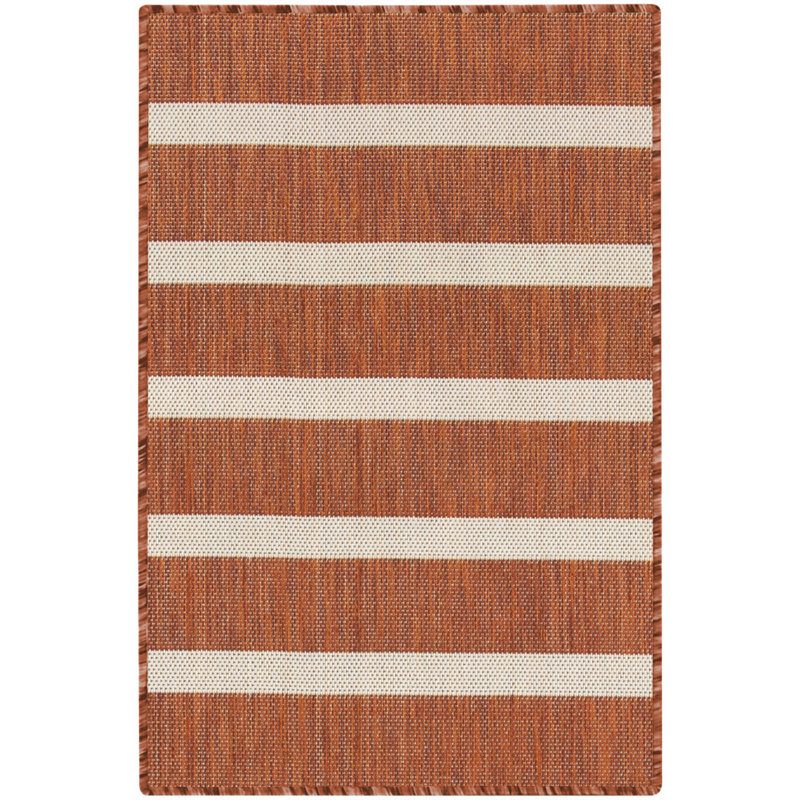  Positano 2' x 3' Terracotta Ivory Modern Rug, Rectangle 2' x 3'