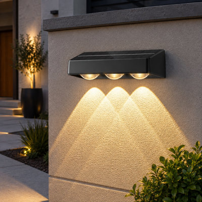 12-Pack Black RGB Solar Fence and Deck Lights with Lenses | IP65 Waterproof Outdoor Solar LEDs for Walls, Patios, Railings and Yards