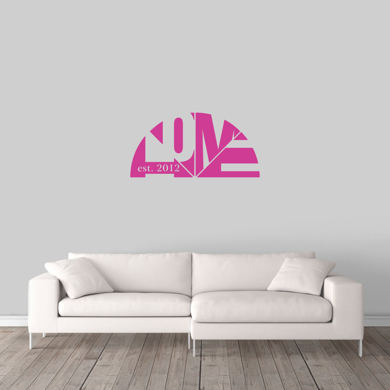 Décalcomanie murale maison personnalisée avec année, Rose vif, Oui
