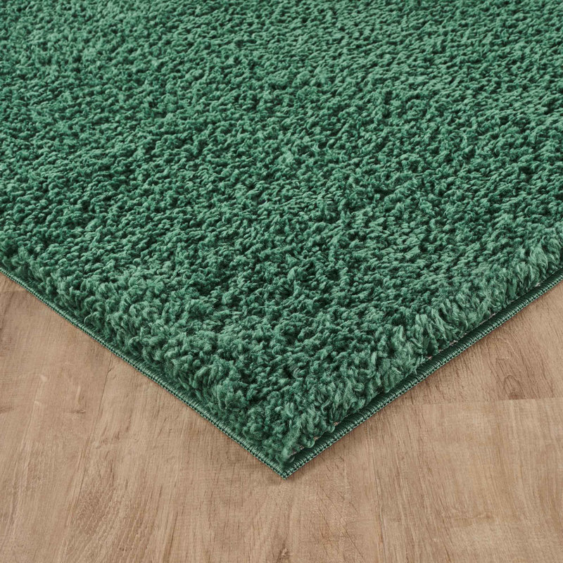 Ainsley Plain Living Room Shaggy Area Rug Modern Soft Pile Polyester Rug, Rectangle 200 x 290 cm, Emerald