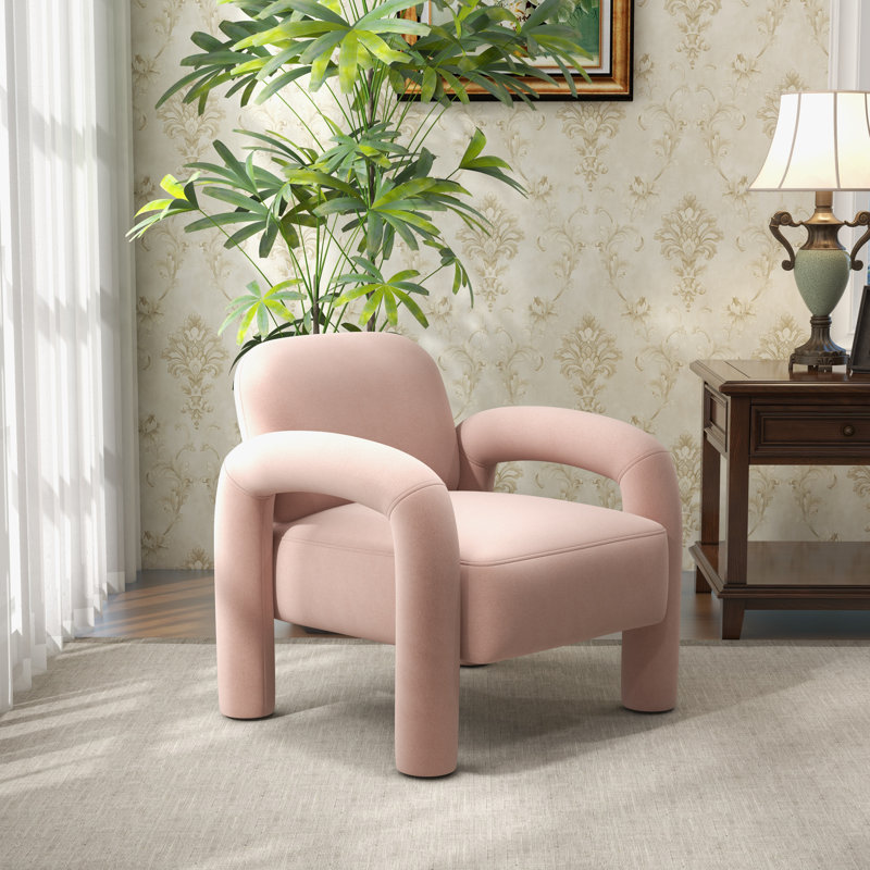 Iryanna Velvet Armchair, Pink Velvet, 1