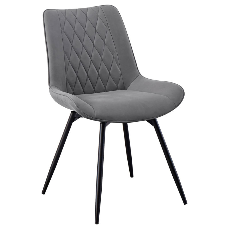 Ensemble de 2 chaises pivotantes grises capitonnées