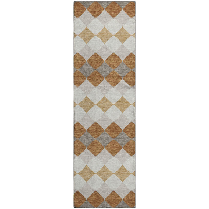 Premium Machine Washable Laclede AMF1007 Geometric Rug, Runner 2'3" x 7'6"