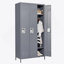 Casier en métal 3 portes H 72 po avec serrure pour employés, armoire de rangement, gris