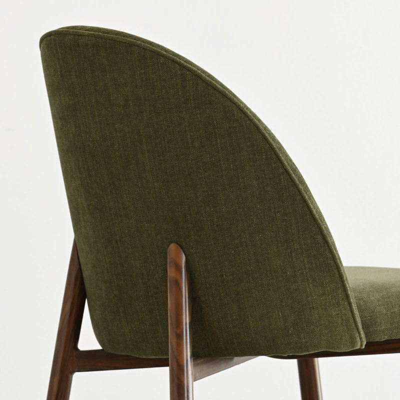 Chaise rembourrée avec pieds en métal, Pieds en noyer vert