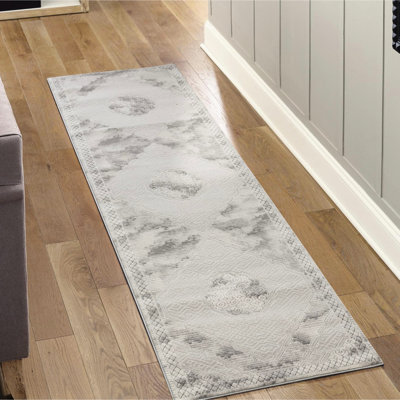 Gray And Medallion Area Rug, 2 Ft. 7 In. X 9 10 In., Machine - Made , Classic Traditional Vintage Style, Stain , & Pet Safe, 0.42 Pile Height For Furniture Placement Grey Pattern 31 118 Transitional