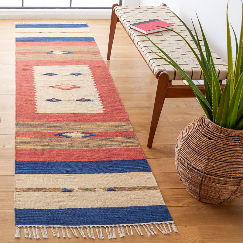 Barham Hand Woven Cotton Southwestern Area Rug, Runner 2'3" x 9'