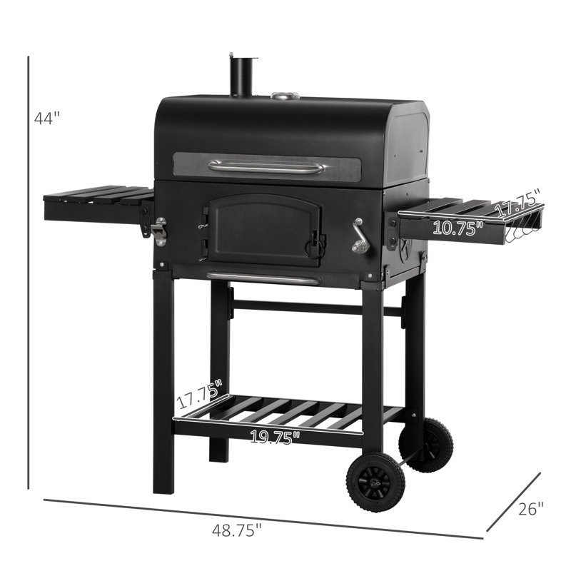 Barbecue au charbon en baril avec fumoir 48 po Outsunny