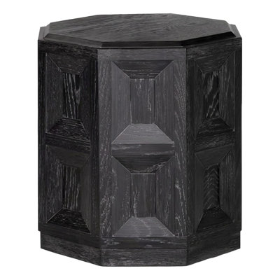 20 po Starla West Table de bout noire en bois patiné avec panneaux ornementaux
