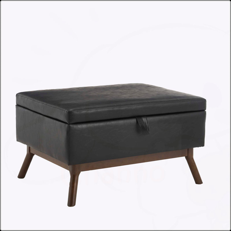 Banc de rangement Mid-Century Modern, Noir