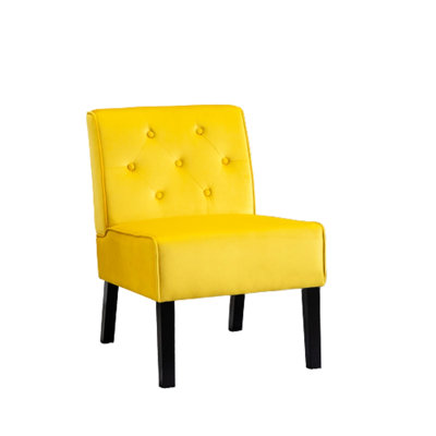 53" 2 Armless Velvet Accent Chair, Yellow, Button , With High - Quality Cushion, For Living Room And Club Yellow Chair Pattern Ideal Shop