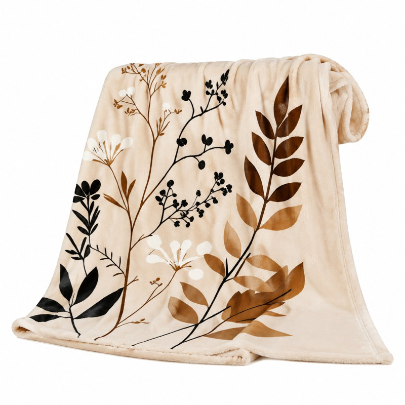 Couverture polaire douillette à imprimé botanique, jeté en peluche léger pour canapé, canapé, chambre à coucher, salon, décoration intérieure