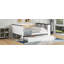 Lit de jour en bois pleine grandeur avec tablettes de rangement, dossier rembourré, chargement USB et lit gigogne, blanc-324907014